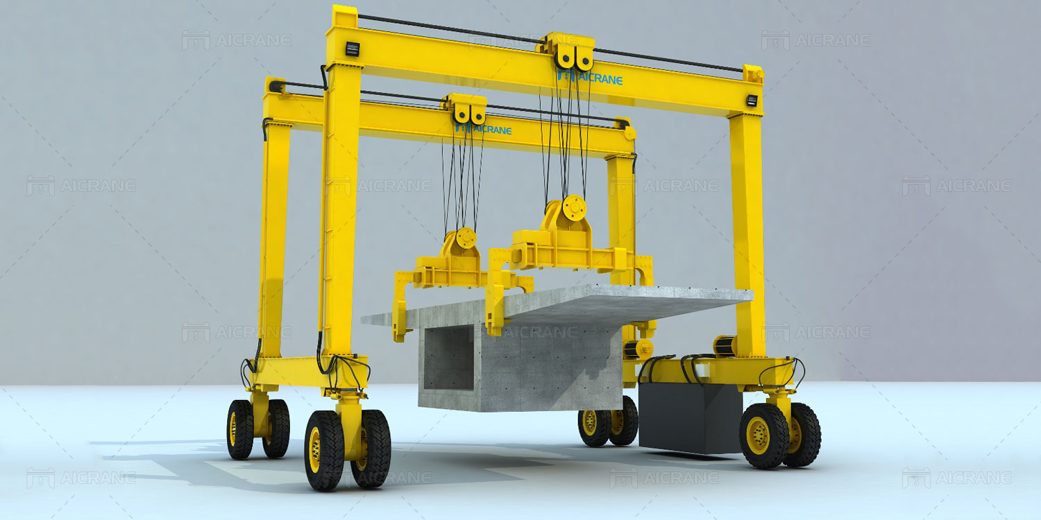 Double Beam Rubber Tyred Gantry Crane For Construction