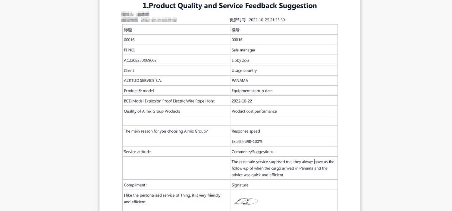 Panama Customer Feedback