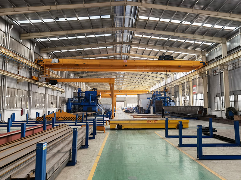 Overhead Crane And Transfer Cart in Workshop
