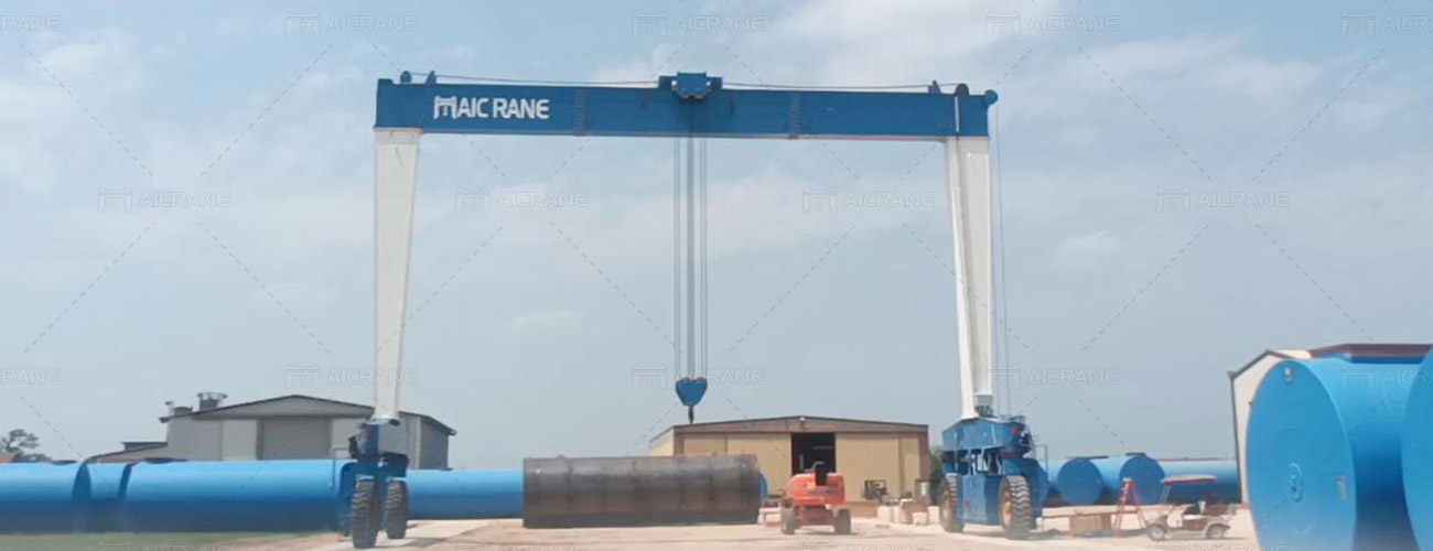 40 Ton Rubber Gantry Crane For Steel Tank Handling