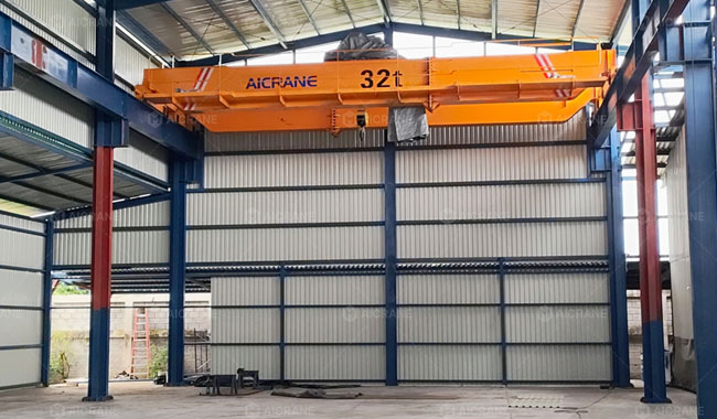 32-ton double girder bridge crane for precision instrument factory in Costa Rica
