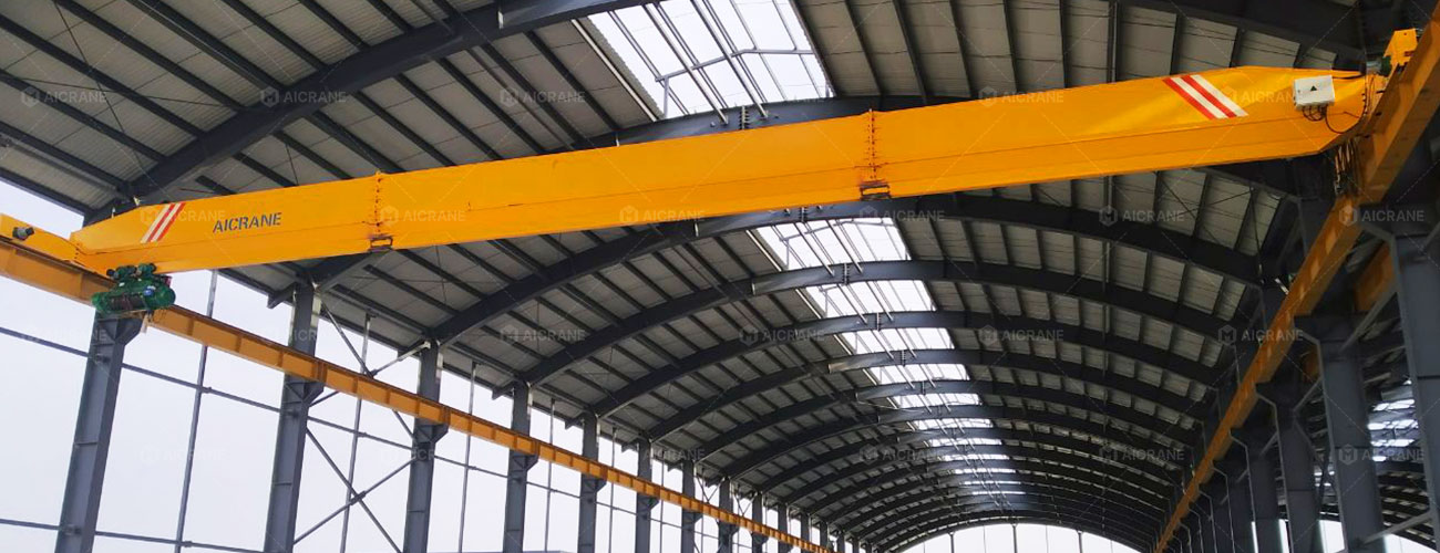 AQ-LD 10t single beam bridge crane lifting precast concrete blocks
