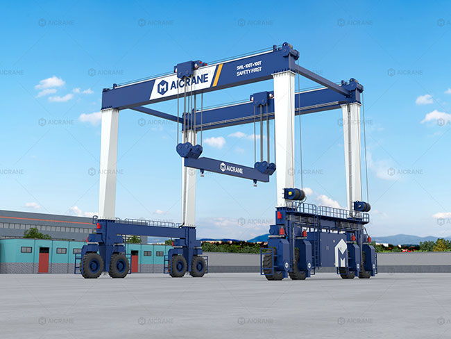Hydraulic drive double beam rubber tyre crane for precise load handling