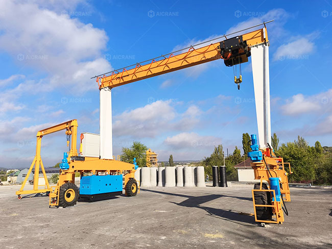 20 Ton Rubber Tyred Single Beam Cranes Handling Concrete Products In Moldova