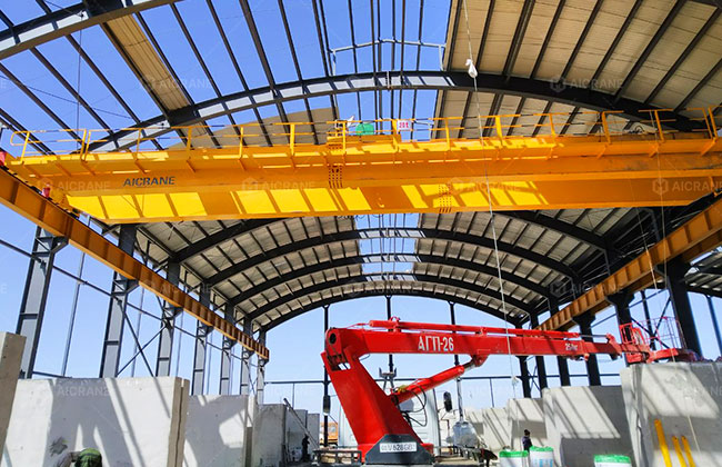 Overhead Crane Handling Precast Concrete Components Indoors