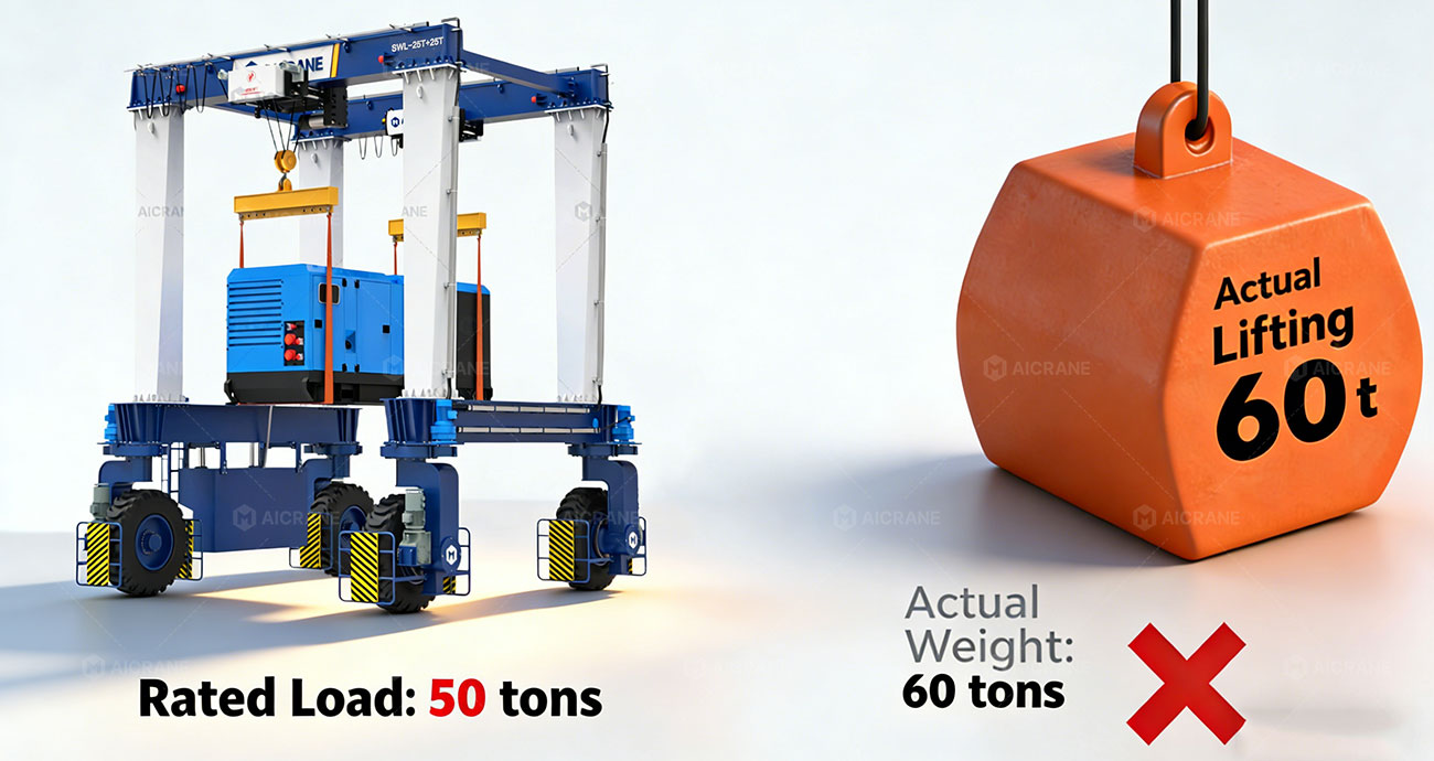 Rated Load and Actual Load for 50T Gantry Cranes