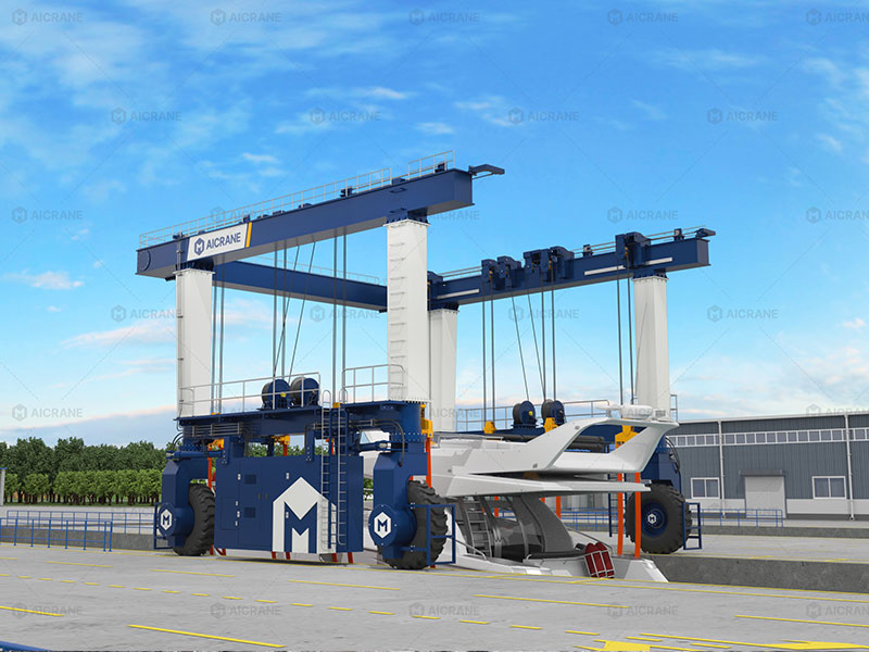 10-100 ton marine travel lift for compact vessel handling operations at marina