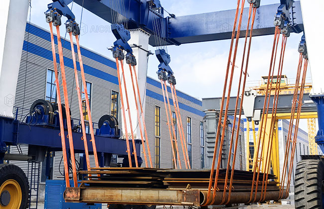 Fiber slings protecting industrial components during boat handling