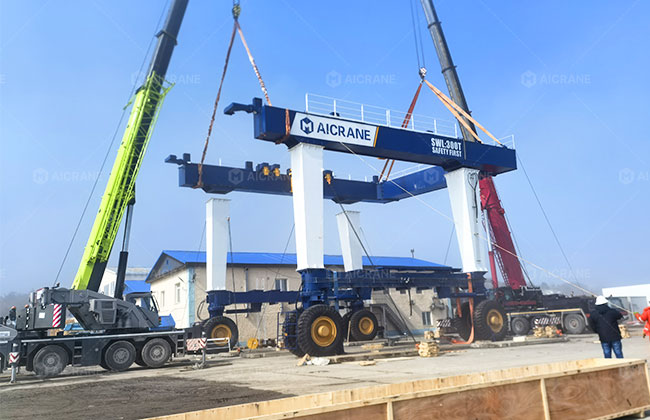 On-site installation service for boat lift crane