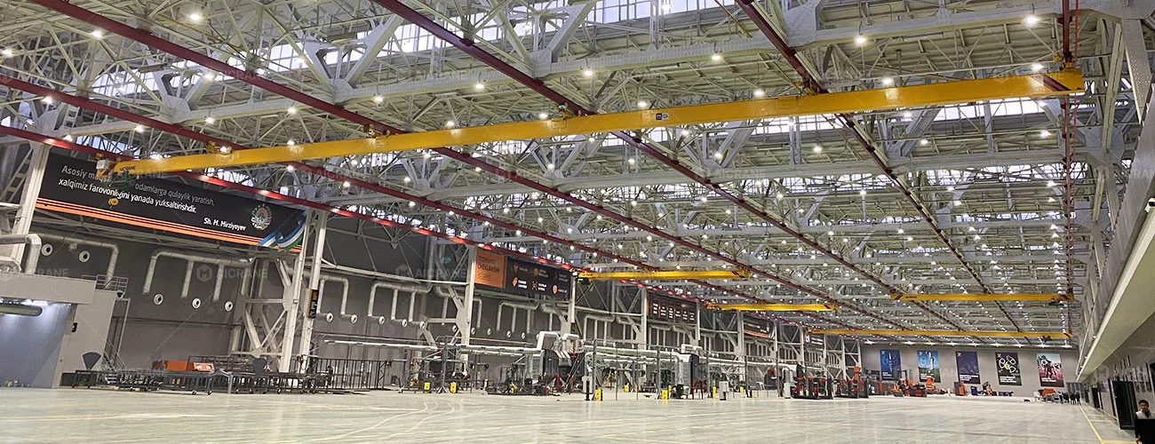 AQ-LX Light Duty Underhung Crane for Large-Span Workshop in Uzbekistan