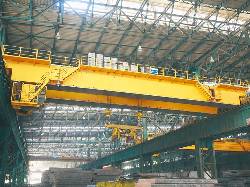 Heavy-Duty Billet Handling Crane With Slab Tongs In Steel Plant
