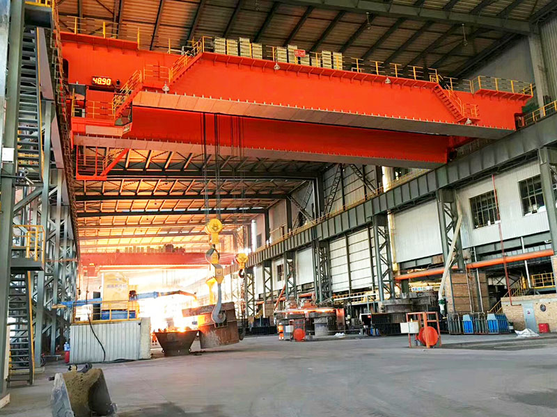 Heavy-Duty Double Girder Ladle Crane Lifting Molten Steel In Steel Plant