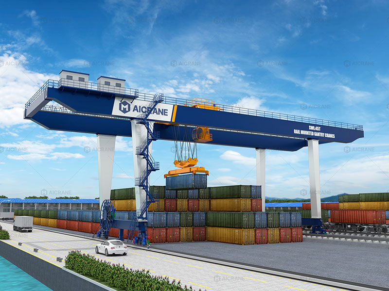 High-cycle RMG crane for intermodal logistics