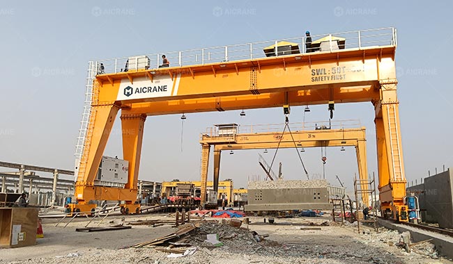 load testing of 100t heavy duty gantry crane during commissioning process