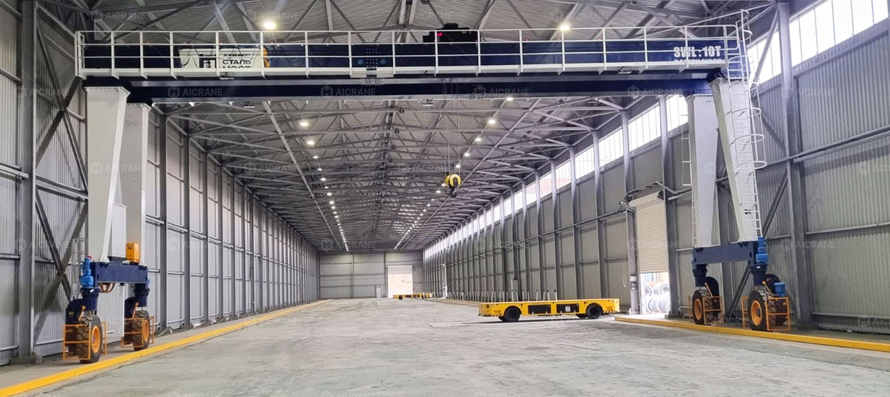 10-Ton Rubber Tyred Gantry Crane for a Steel Coil Warehouse in Russia