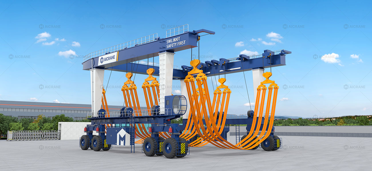 Aicrane mobile boat hoist solutions for shipyards and marinas