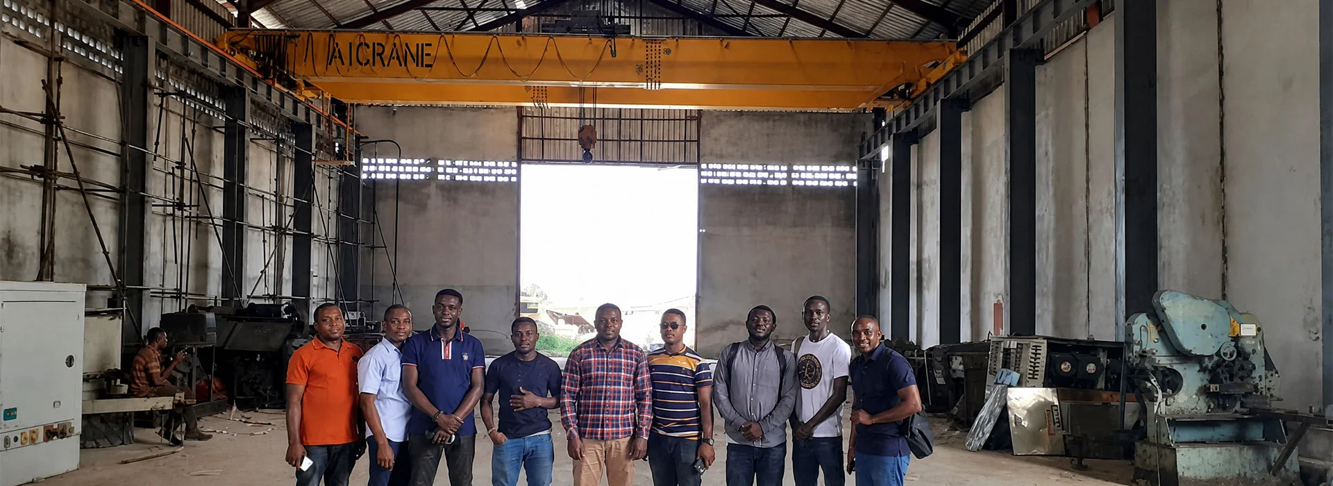 Custom overhead crane system installed in a Nigerian manufacturing facility