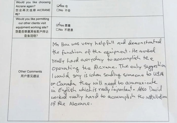 Customer feedback on 32 ton rubber tyre gantry crane in USA automotive plant