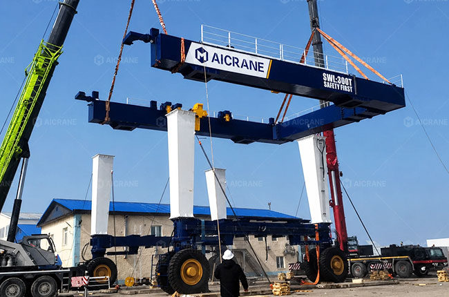 Mobile boat hoist installation at shipyard site