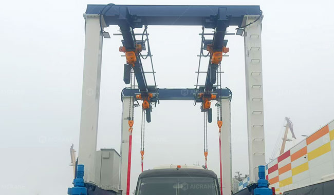 RTG crane structural load balance with symmetrical wheel load distribution.
