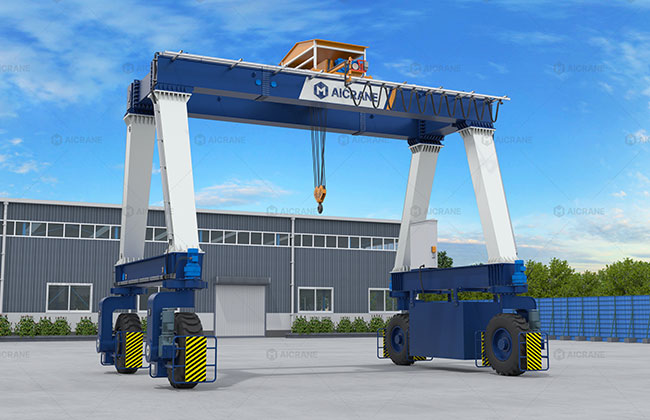 Rubber tyred gantry crane for flexible outdoor material handling