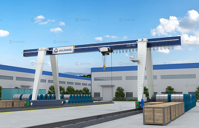 Single girder gantry crane for warehouse loading and fabrication yards