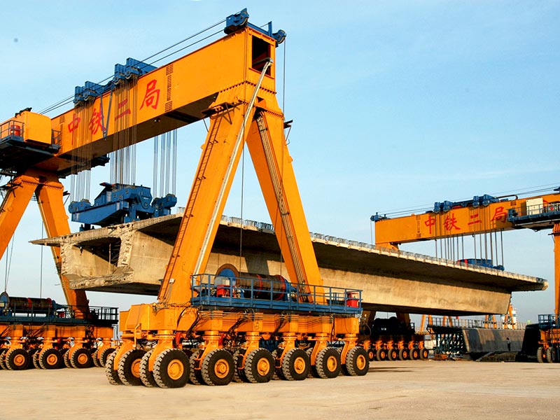 Synchronized multi-crane lifting of precast bridge beam