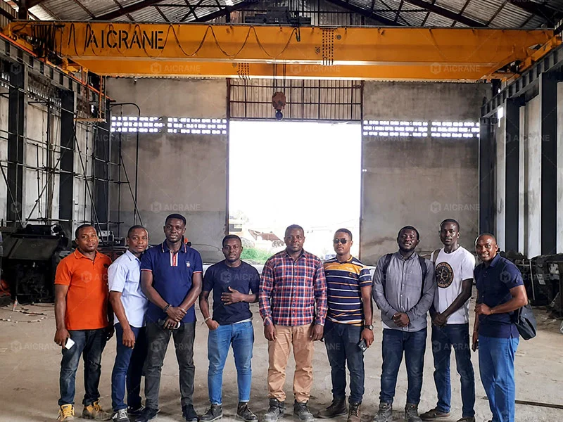 Custom overhead crane system installed in a Nigerian manufacturing facility