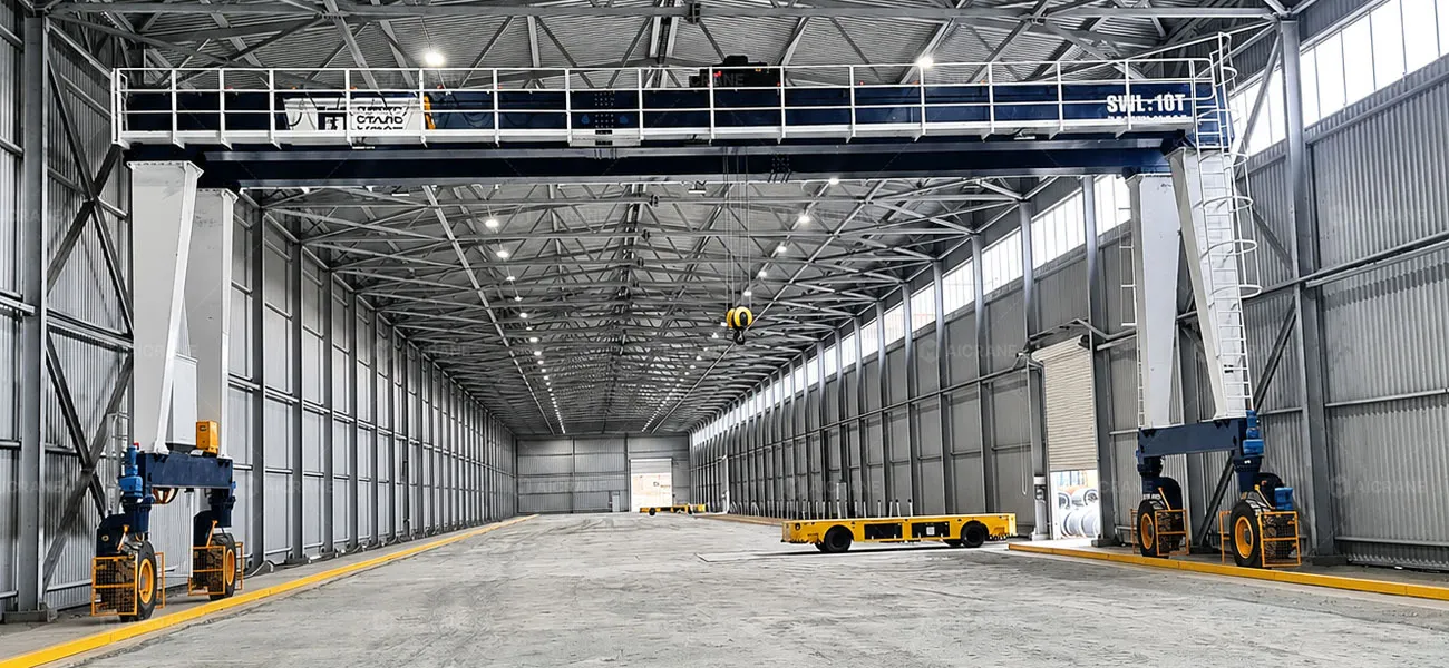 10 Ton Rubber Tyred Indoor Gantry Crane for a Steel Coil Storage Warehouse in Russia