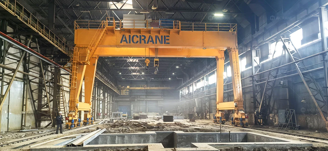 120 Ton Double Girder Indoor Gantry Crane for a Heavy Machinery Manufacturing Plant in Russia