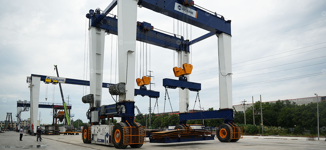 120 ton rubber tyred gantry crane during factory testing and commissioning before delivery