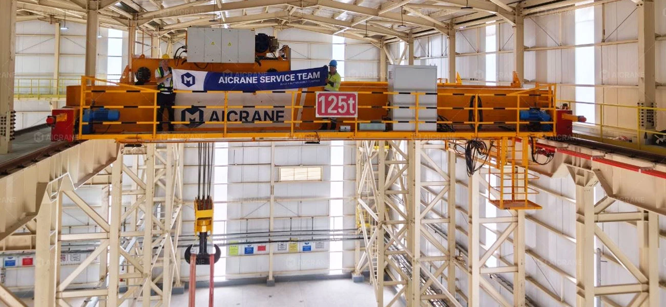 Completed overhead crane installation for mining workshop project in Uzbekistan