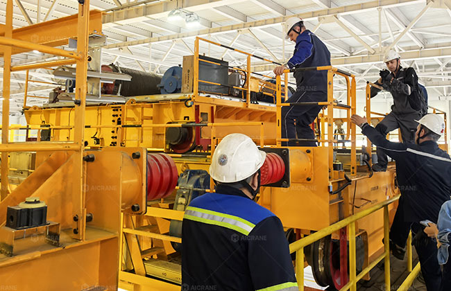Workshop overhead crane installation and commissioning by technical engineers
