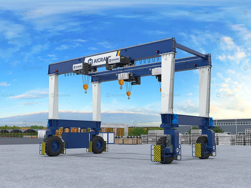 DTLS U-Type double girder rubber tyred gantry crane for long and oversized cargo handling