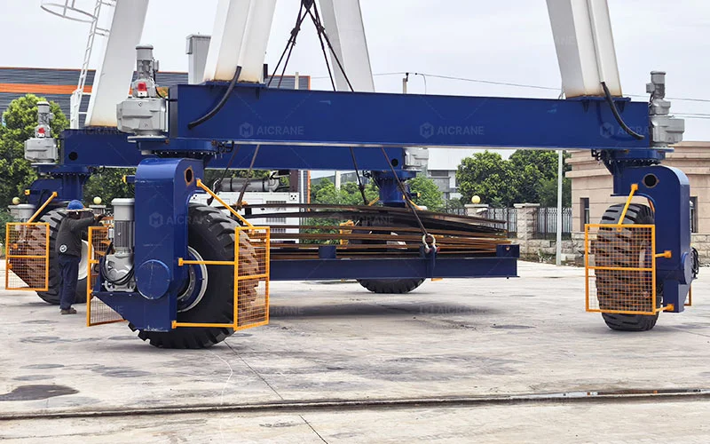 MGT rubber tyred gantry crane with multiple steering modes for yard mobility